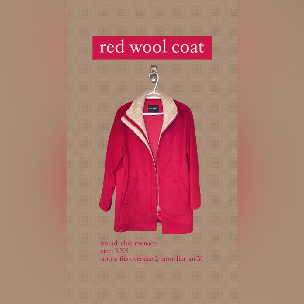 Club Monaco Red Wool Coat